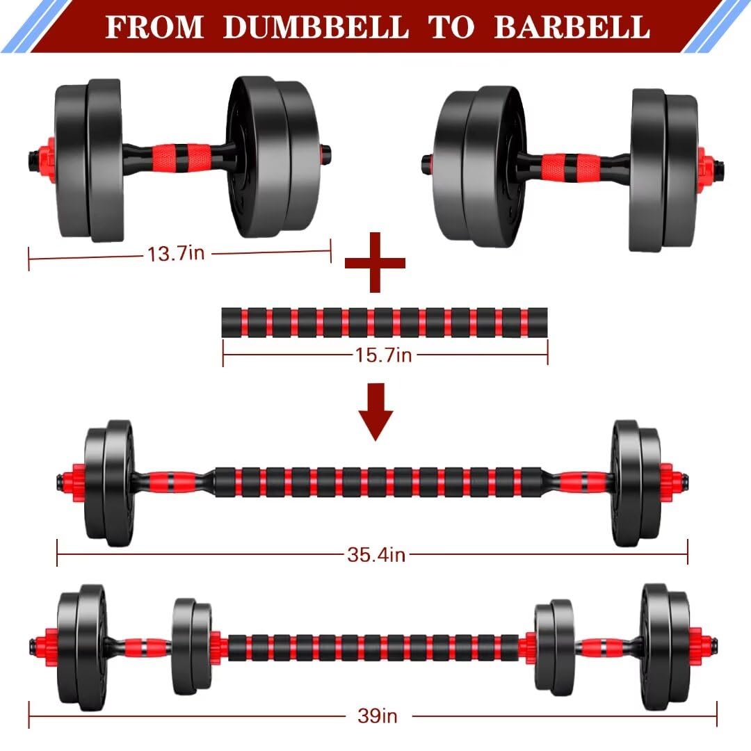 BCBIG Adjustable-Dumbbells-Sets,Free Weights-20lb(10lb*2) Dumbbells Set of 2 Convertible To Barbell A Pair of Lightweight for Home Gym,Women and Men Equipment