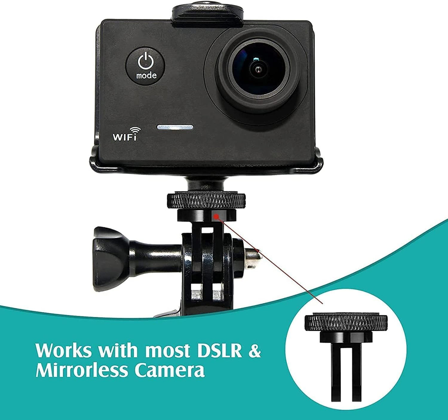 Aluminum Camera Tripod Adapter 1/4"-20 Conversion Adapter Mounts Compatible with Gopro Action Cameras Insta360 and Other Standard 1/4 Accessories, Quarter Inch Mount Adapter (Type AA)