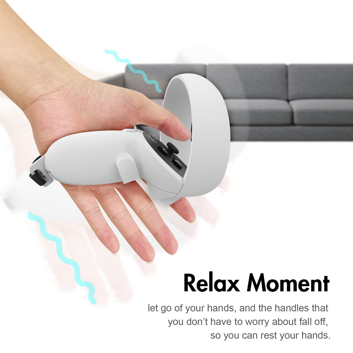 AMVR Touch Controller Grips for Oculus Quest 2 - Adjustable Leather Hand Straps with Battery Door Open Accessories, Meta Quest2 Elastic Handband Anti Throw, Relax Hands Enhance Holding