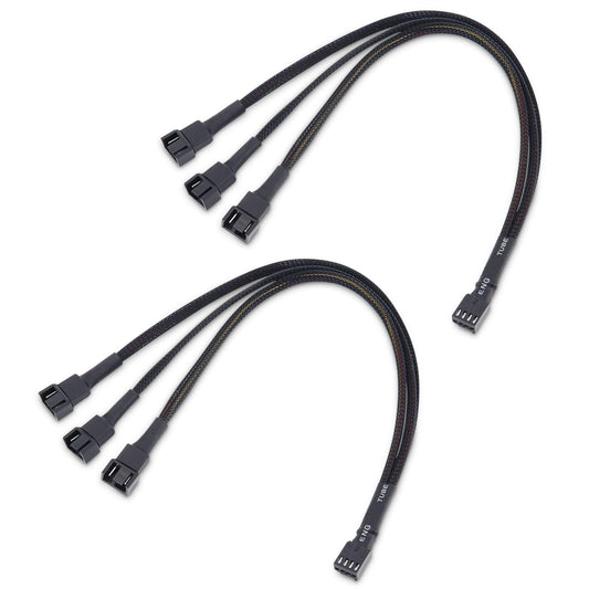 Cable Matters 2-Pack 3 Way 4 Pin PWM Fan Splitter Cable - 12 Inches / 30cm, 1x PWM-Controlled Fan with 2 Follower Fans, PC Fan Splitter 1 to 3 Converter, PC-Fan Extension Cable