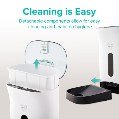 Arf Pets Automatic Pet Feeder Food Dispenser for Dogs, Cats & Small Animals – Features Distribution Alarms, Portion Control & Voice Recording – Timer Programmable Up to 4 Meals a Day