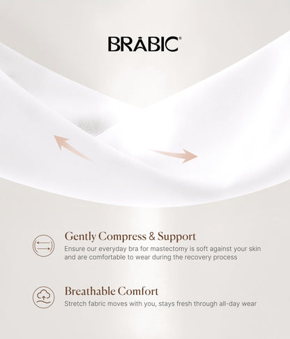 BRABIC Zip Front Closure Everyday Bra for Women Post Surgery Compression Support with Adjustable Straps Wirefree (Medium, White)