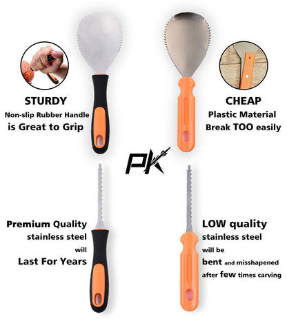 7Felicity Professional Halloween Pumpkin Carving Kit, Anti-Slip Rubber Handle, 9 Piece Stainless Steel Pumpkin Carving Tools Knife Set for Halloween DIY Decoration, with Storage Bag