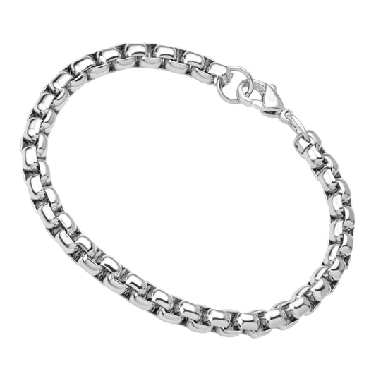 555Jewelry 5mm Stainless Steel Box Chain Bracelet for Men & Women, Stainless Steel Bracelet for Men, Bracelet Chain For Men, Sliver, 8.25 Inch