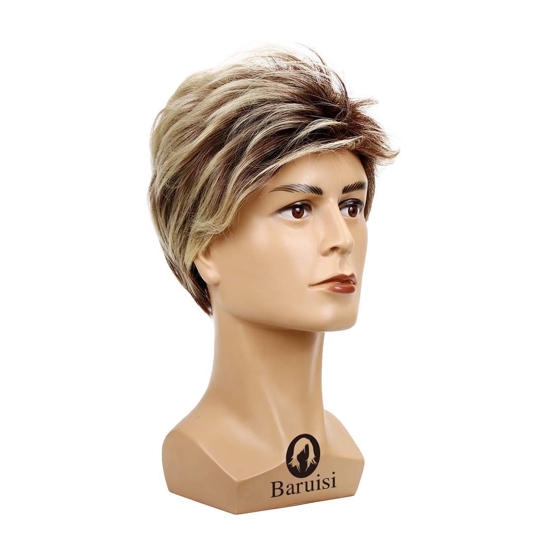 Baruisi 80s Mens Wig Blonde Short Wig Synthetic Cosplay Costume Halloween Wig for Fancy Dress