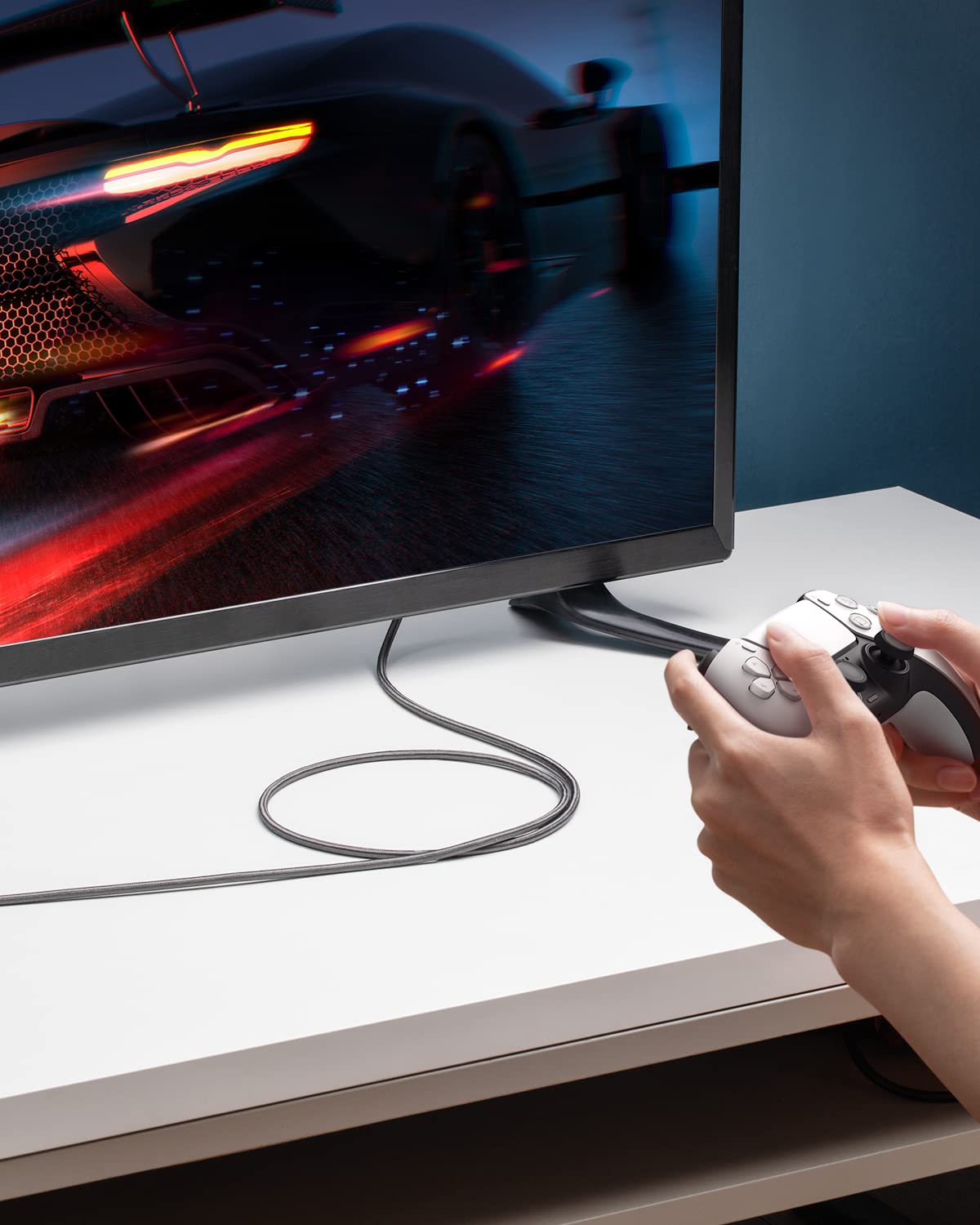 Anker HDMI 2.1 Cable 8K@60Hz, 6.6FT Ultra High Speed 4K@120Hz 48Gbps Ultra HD, HDMI Cable Support Dynamic HDR,eARC,Dolby Atmos,Compatible with PlayStation 5,Xbox Series X,Samsung TVs