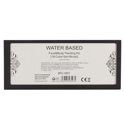 BRIMFULITE Face Painting Kit Non-toxic Body Paint Washable 18 Colors Facepaint Makeup Kit for Adults with 10 Face Paint Brushes for Halloween Party Cosplay Makeup (Color 001)