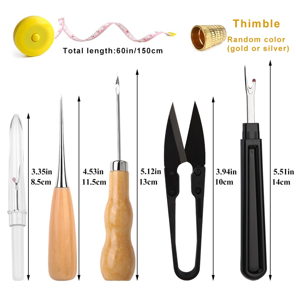 BAGERLA Upholstery Repair Sewing Kit Heavy Duty Sewing Kit with Awl Tools, Seam Ripper, Hand Stitching Needles, Upholstery Thread, Leather Craft Tool Kit for Shoes Sofa Tent Carpet Leather Craft DIY