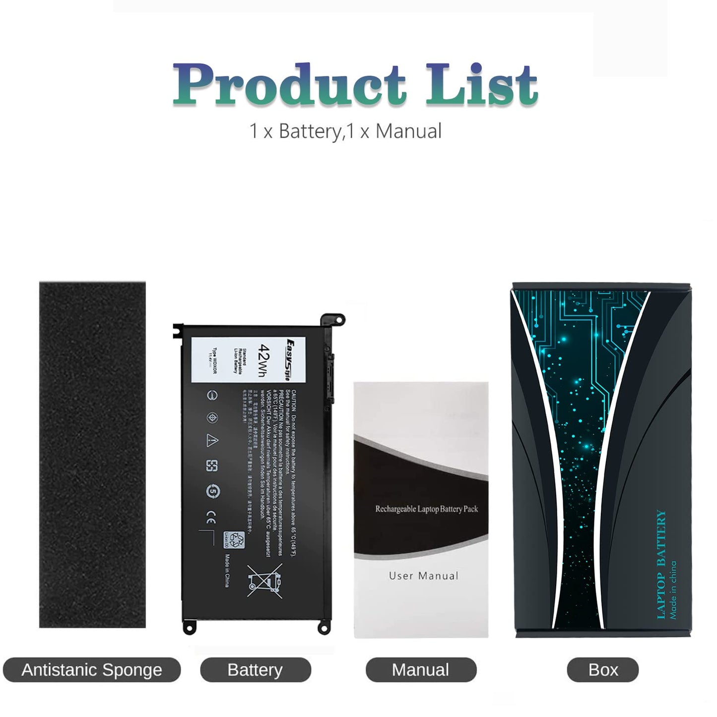 42Wh WDX0R Replacement Laptop Battery for Dell Inspiron 13 15 5000 7000 Series 5570 7579 5567 5379 5579 7573 7378 5378 3780 3790 5565 5765 5770 7368, Latitude 3189 3390 & more WDXOR P69G 3CRH3