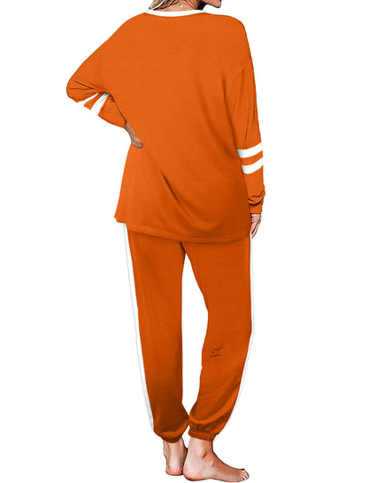 Aloodor Lounge Sets for Women Two Piece Outfits Sweatsuit Sets 2 Piece Fashion Outfits Halloween Orange M