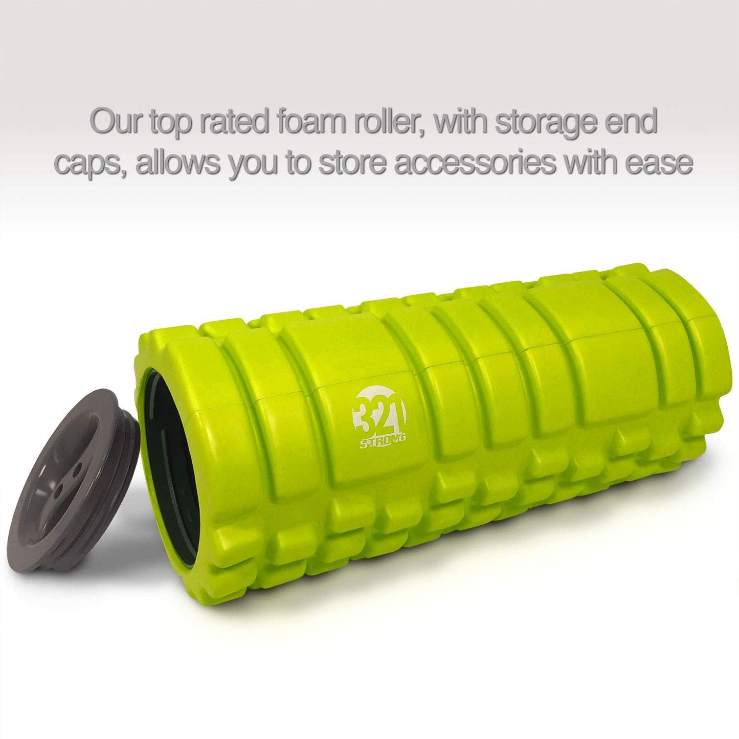 321 STRONG 5 in 1 Foam Roller Set with Hollow Core Deep Tissue Massager, Muscle Roller Stick, Stretching Strap, Spikey Plantar Fasciitis Ball, and Carry Bag, with 4K eBook