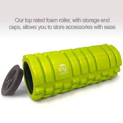 321 STRONG 5 in 1 Foam Roller Set with Hollow Core Deep Tissue Massager, Muscle Roller Stick, Stretching Strap, Spikey Plantar Fasciitis Ball, and Carry Bag, with 4K eBook