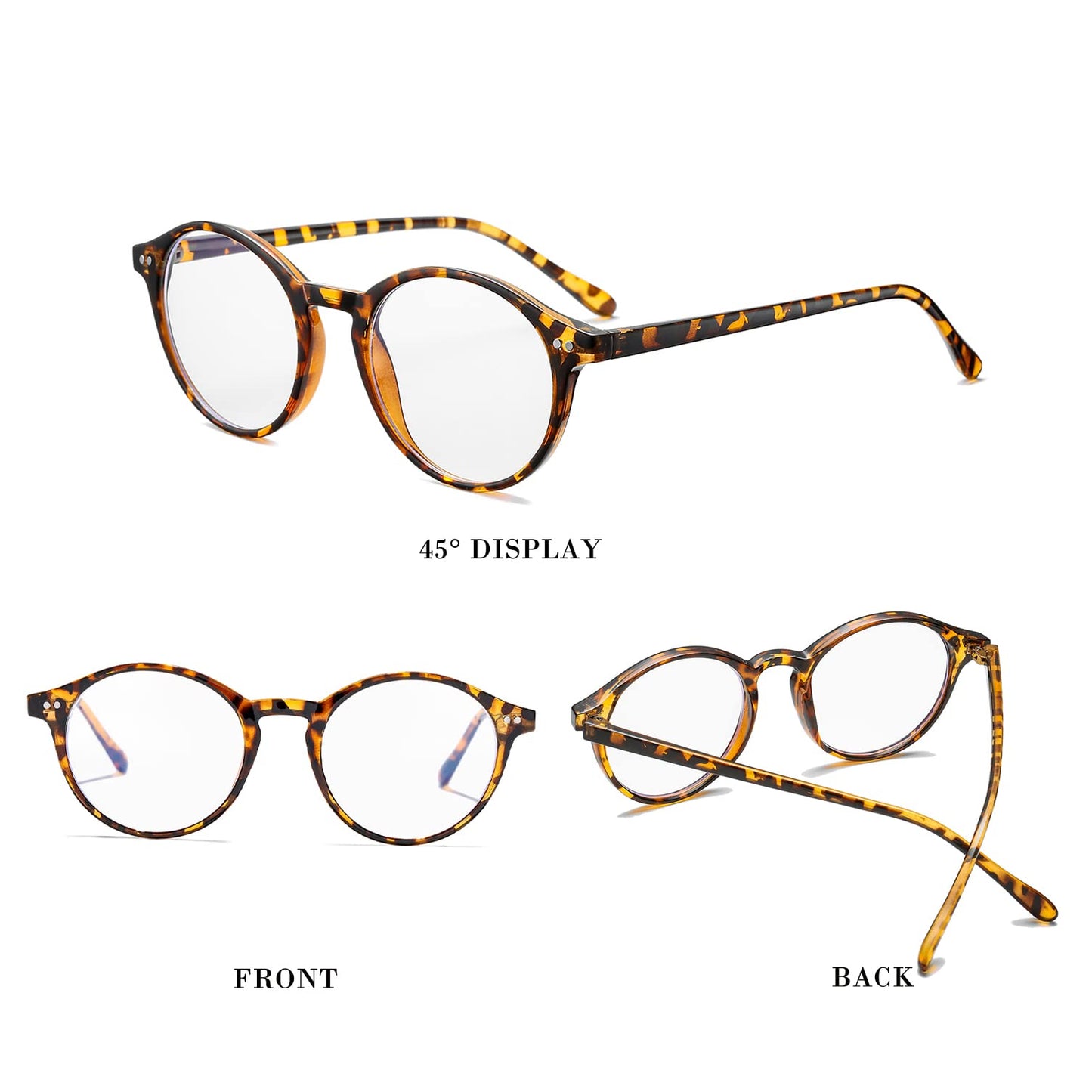 HJSTES Vintage Blue Light Glasses for Women Men Round Bluelight Blocking Glasses Thick TR90 Frame Eyeglasses(Tortoise)