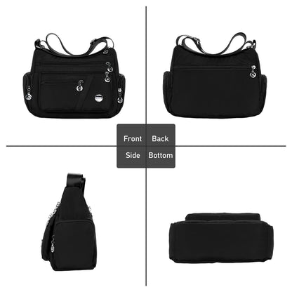WITERY Nylon Crossboby Bags for Women - Waterproof Zipper Multi-Pocket Crossboby Purse Lightweight Shoulder Bag, Casual Ladies Pocketbooks Small Travel Purse Messenger Bags Medium Handbag Tote