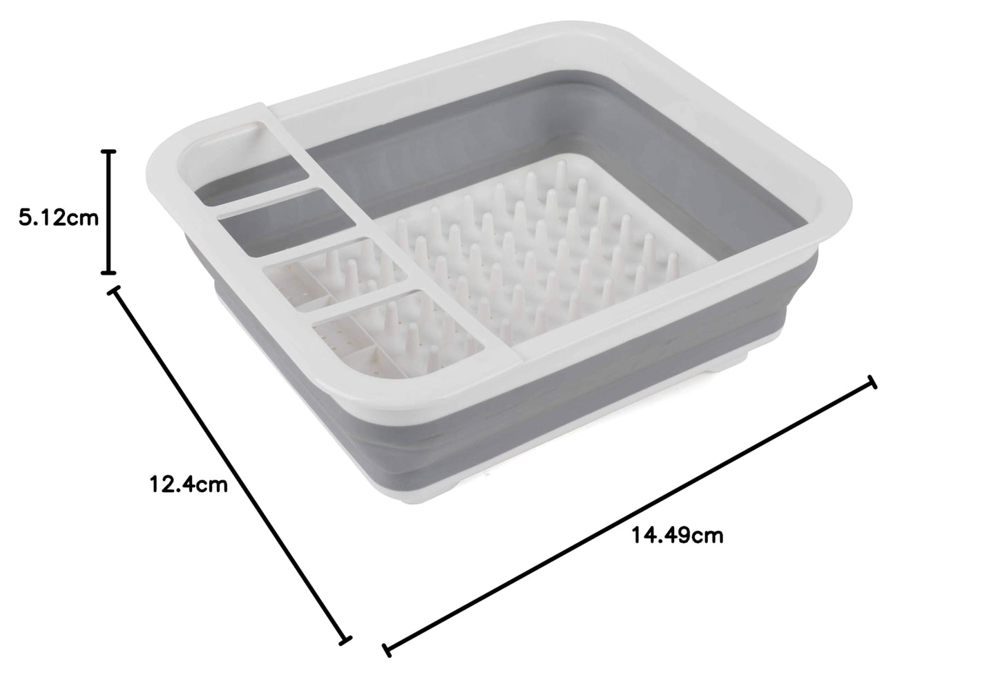 Beldray LA031051 Collapsible Dish Drainer - Plastic Sink Drying Rack With Cutlery Divider, Foldable For Compact Storage, Durable For Plates, Cups, Pots & Pans, Space Saving For Camping, Caravans