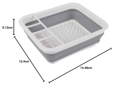 Beldray LA031051 Collapsible Dish Drainer - Plastic Sink Drying Rack With Cutlery Divider, Foldable For Compact Storage, Durable For Plates, Cups, Pots & Pans, Space Saving For Camping, Caravans