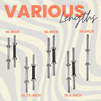 A2ZCARE Standard Dumbbell Handles 24 inch Chrome Grip, Adjustable Dumbbells Handles 1 inch Pair