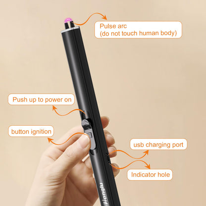 honglu Lighter Electric Lighter, Candle lighters, USB Plasma Long Arc Lighters Rechargeable Safety Lock for Cooking BBQs Fireworks No Butane Fuel - Black