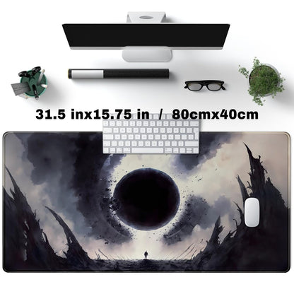 Black Moon Mousepad Gaming MTG Playmat Desk Mat Original Aesthetics Mouse Pad Large Gaming Mouse Pads Desk Pad XXL Keyboard Mat Full Desktop Mat Desk Cover Pad for Work Office Game (31.5x15.7 in)