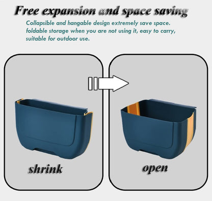 Hanging Folding Mini Trash Can for Kitchen Cabinet Door, Small Collapsible Garbage Bin Under Sink,Wall Mounted Waste Bin- Container Cabinet/Bedroom/Bathroom (3L)(White)