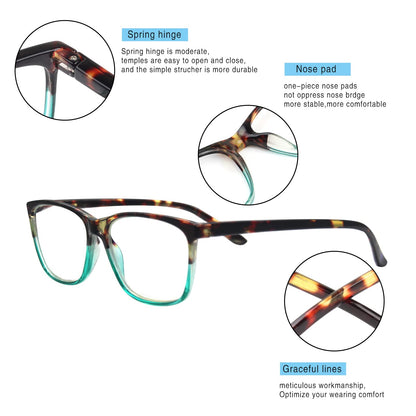 Henotin 4 Pack Ladies Reading Glasses Blue Light Blocking Spring Hinge Readers Anti Eyestrain Computer Eyeglasses (Multicolor, 1.75)