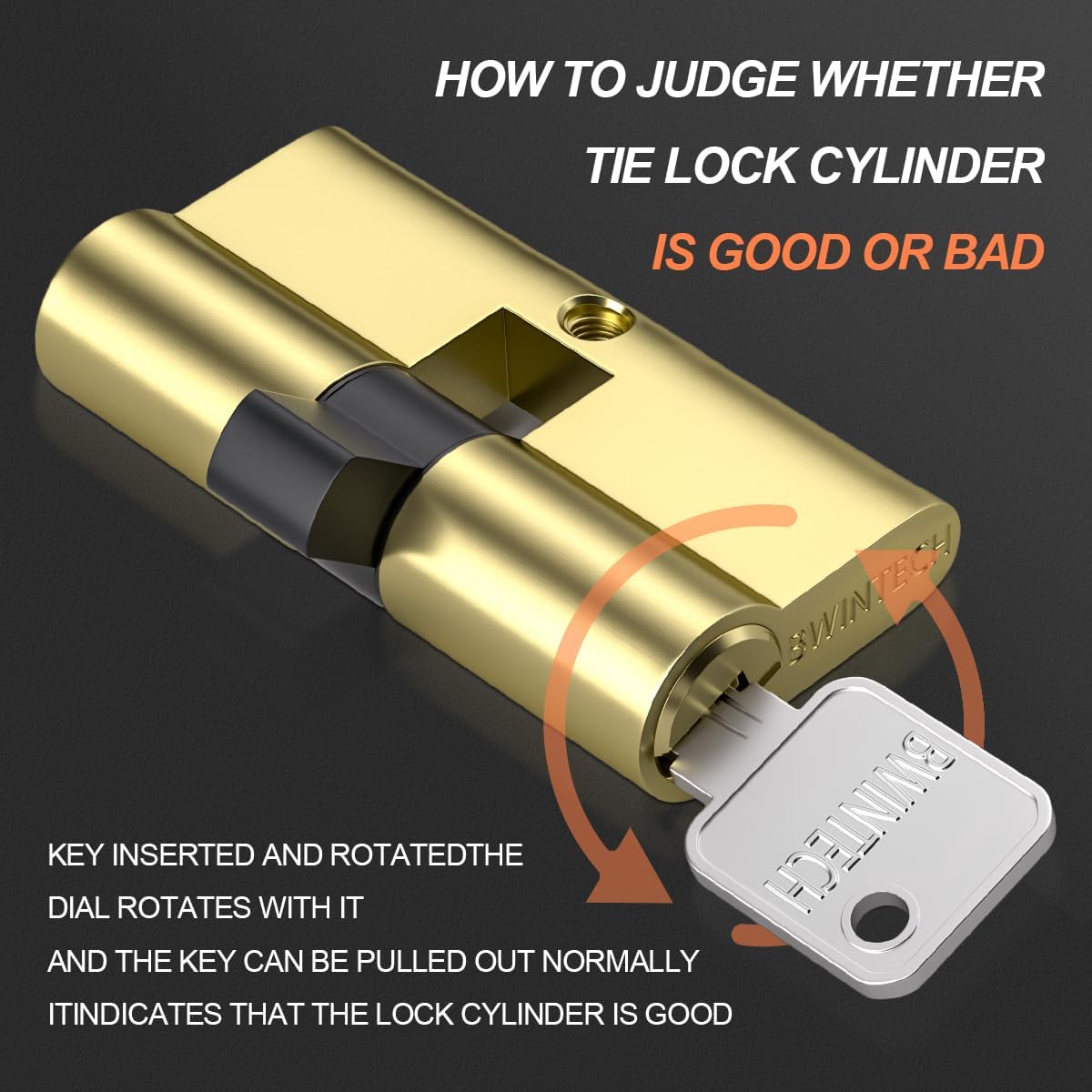 Bwintech Keyed Alike 30/30 mm Euro Brass Cylinder, 60 mm Key/Key Cylinder Lock with 10 Horizontal Brass Keys, Anti Picking, Anti Drill, Anti Bumping, Polished Brass Finish