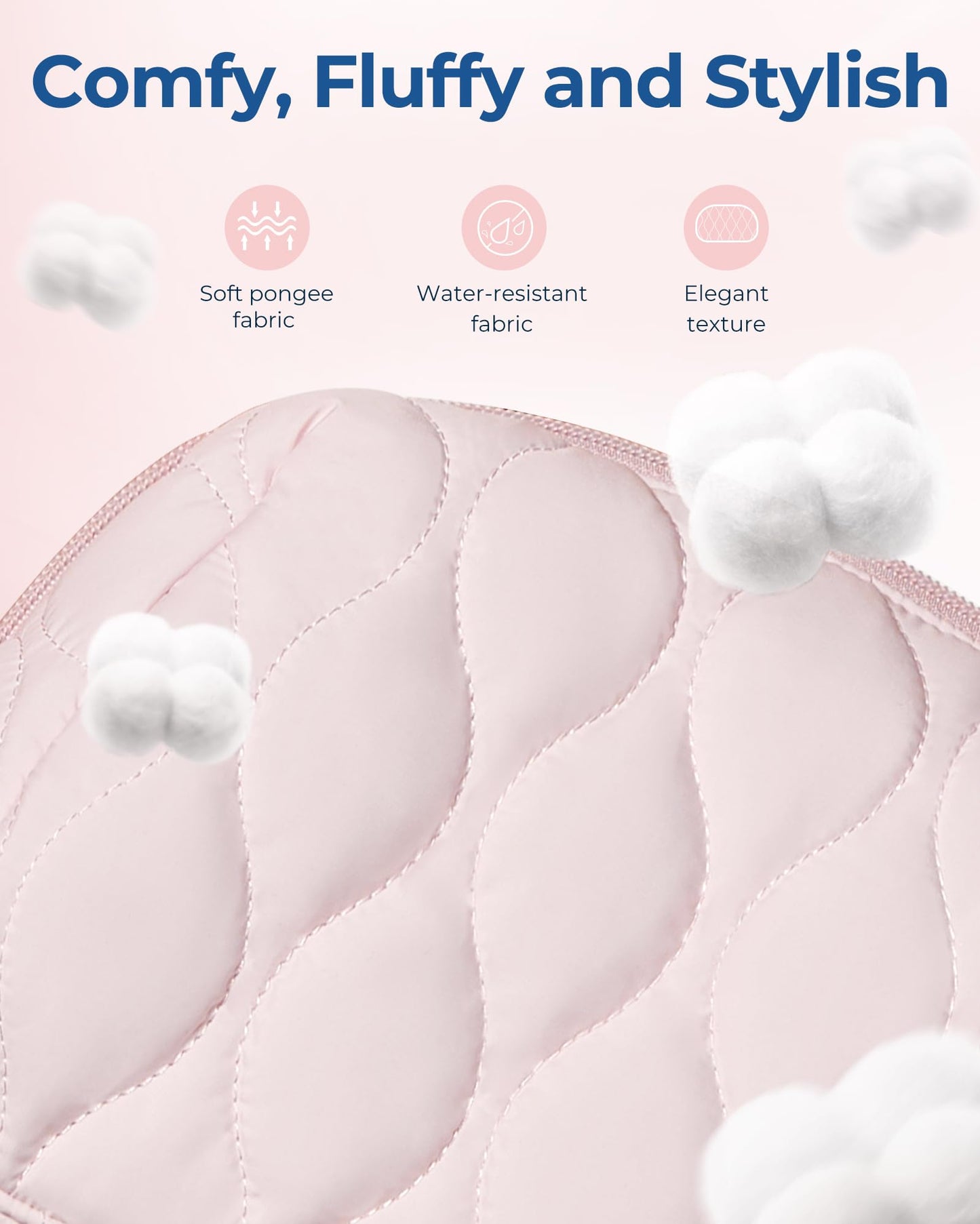 BAGSMART Makeup Bag, Travel Cosmetic Bag, Puffy Padded Make Up Bag for Women, Makeup Organizer Case, Wide-open Pouch Purse, Travel Essentials, Toiletries Accessories Brushes, Black