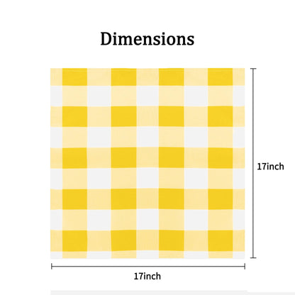 Buffalo Plaid Table Napkins Set of 50 Checkered Cloth Napkins 17x17 inch Washable Dinner Gingham Pattern Napkins Soft Napkins for Wedding Party Dining Banquet(Yellow and White)