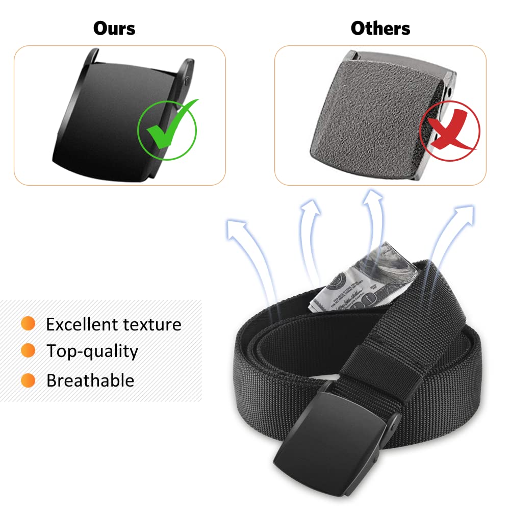 AGPTEK Travel Money Belt, Hidden Money Pouch, Anti-Theft Security Waist Wallet, Secret Compartment Money Hideaway for Business Trip Jogging Outdoor Working, Gift for Fathers Dad Men Boyfriend, Black