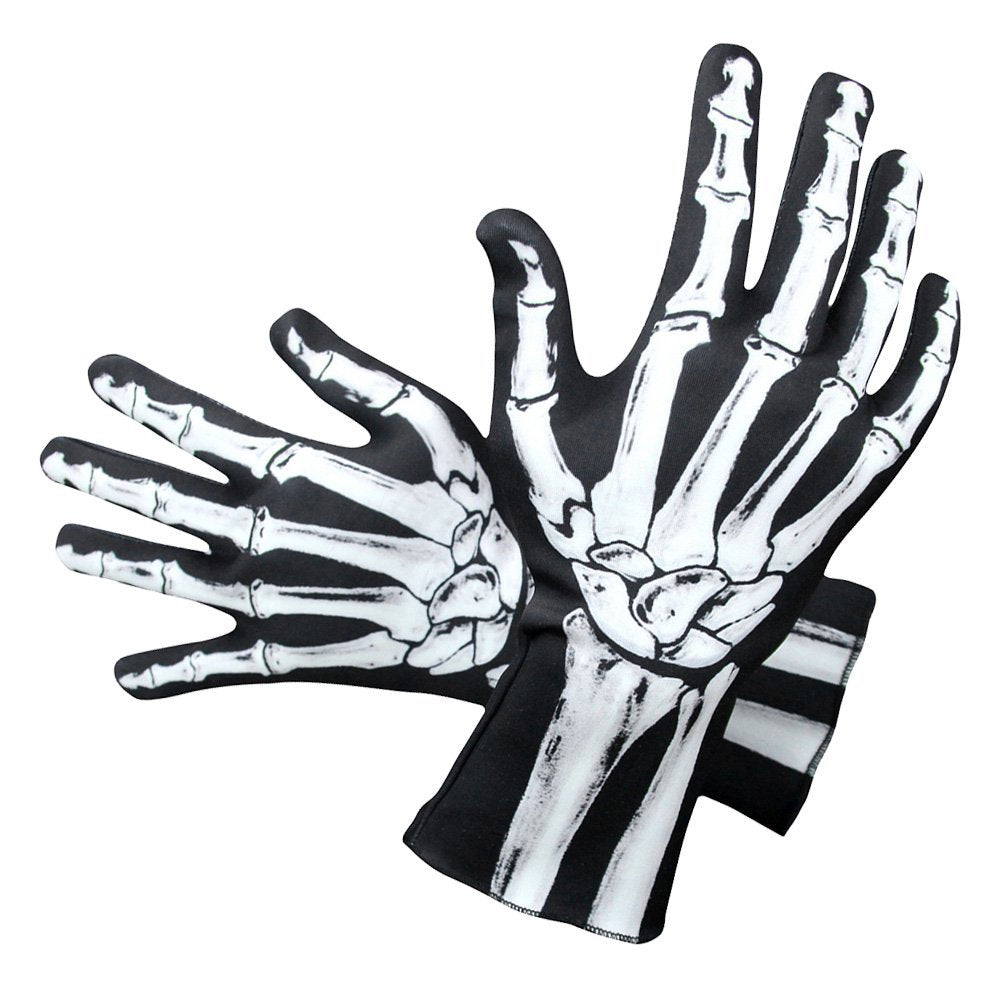 Amosfun Halloween Skeleton Gloves Full Finger Skeleton Gloves Unisex Halloween Party Cosplay Costume Accessory 11.8 x 4 Inch