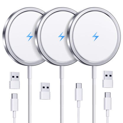 2025 Latest Magnetic Wireless Charger for iPhone: Mag Safe Charger Fast Charging Pad Compatible with iPhone 16 15 14 13 12 Pro Max Plus & Airpods 2 3 4Pro(3 Pack)