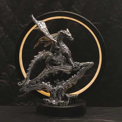Hmusnwol Dragon Lamp Collectible Decor-Dungeons and Dragons Gifts - 6.15 inch LED Circle Table Lamp for Dragons Lover,Bedroom/Bookshelf/Desk