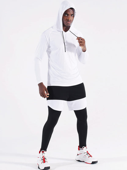 CADMUS Men's Workout Long Sleeve Fishing Shirts UPF 50+ Sun Protection Dry Fit Hoodies,1 Pack,096,White,X-Large