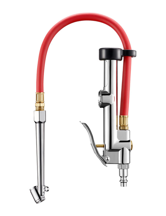 AstroAI 25.6'' Heavy-Duty Tire Pressure Gauge with Inflator, Dual Head Chuck ANSI B40.1 Accurate Tire Inflator with Pressure Gauge, 10-120PSI, Compatible with 1/4" NPT Air Compressor