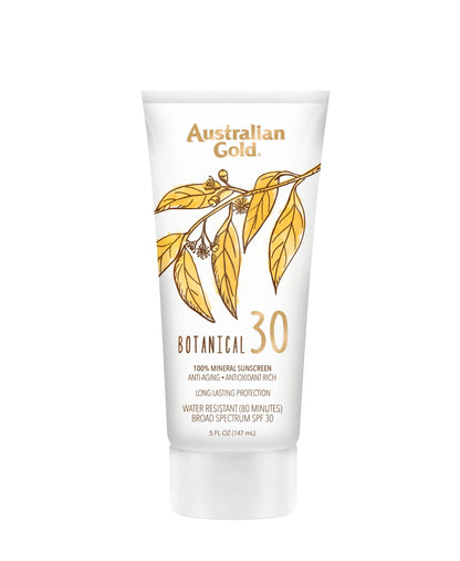 Australian Gold Botanical SPF 30 Mineral Sunscreen Lotion, Non-Chemical Sunblock with Titanium Dioxide & Zinc Oxide, Native-Australian Ingredients, Water-Resistant, Citrus Oasis Fragrance, 5 Oz