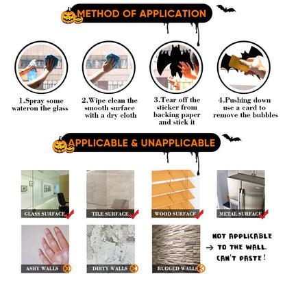 Hidreas Large Halloween Window Clings Stickers, Halloween Window Decorations Halloween Window Silhouette for Windows Glass Walls