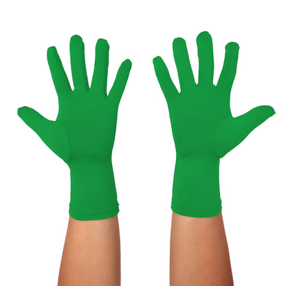 Aniler Men's and Women's Wrist Length Stretchy Gloves Spandex Wedding Party Banquet Costume Short Gloves (One Size, Black)