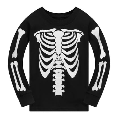 Boys Halloween Pajamas Children Long Sleeve Sleepwear Kids Skull Shirt Halloween Pants Girls Glow in the Dark Skeleton Pjs Set 5t