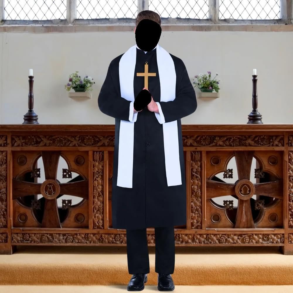 Amscan Priest Halloween Costume for Men, Standard (40-42), with Robe, Collar and Stole