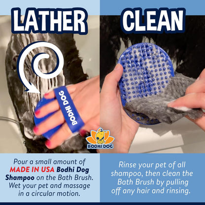 Bodhi Dog Shampoo Brush - Pet Grooming & Bath Supplies for Cats and Dog - Bath Brush for Long & Short Hair - Premium Scrubber for Shower, Bathing & Massage (One Pack, Blue)