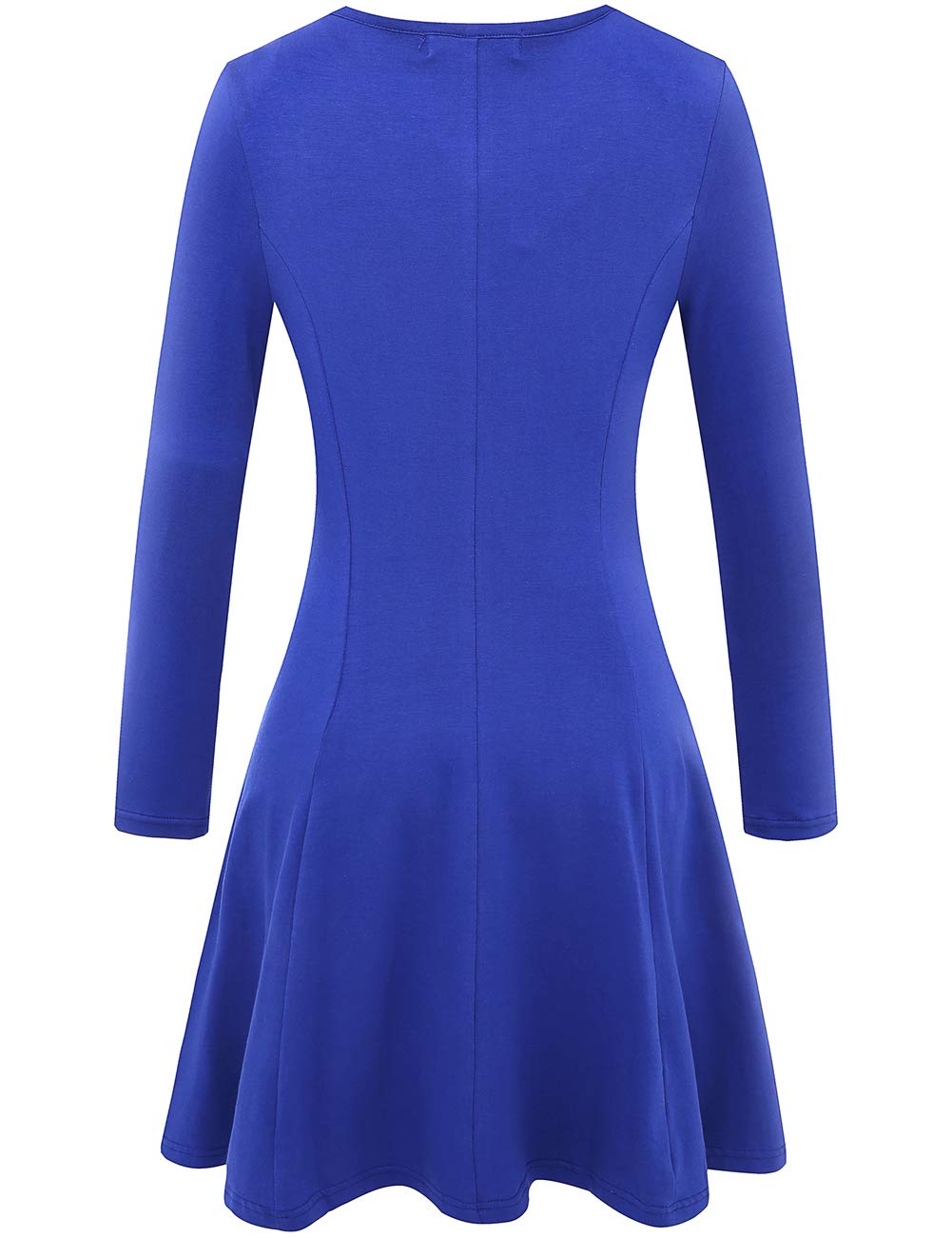 Aphratti Women's Long Sleeve Fall Dresses Casual Basic Crew Neck A-Line Fit and Flare Skater Dress X-Large Blue