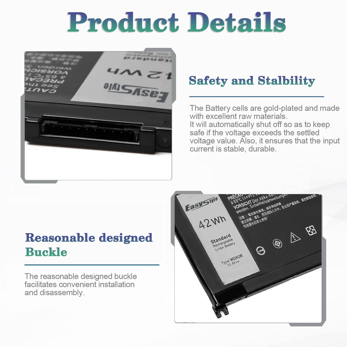 42Wh WDX0R Replacement Laptop Battery for Dell Inspiron 13 15 5000 7000 Series 5570 7579 5567 5379 5579 7573 7378 5378 3780 3790 5565 5765 5770 7368, Latitude 3189 3390 & more WDXOR P69G 3CRH3