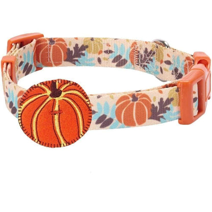 Blueberry Pet 8 Patterns Thanksgiving Fall Harvest Festival Pumpkin Designer Adjustable Dog Collar with Decoration, Large, Neck 18"-26"