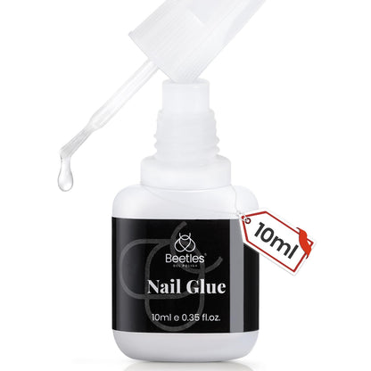 Beetles Press On Nail Glue Quick-Drying 10ml Super Strong Nail Glue, Brush on Glue for Acrylic & Fake Nails, No Uv Light Needed, Long Lasting Fall Halloween Nails, DIY Home Manicure