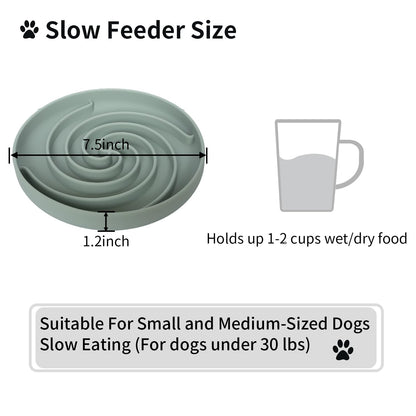Bifeaw Dog Puzzle Bowl - Silicone Slow Feeder Dog Bowls for Healthy Eating - Puppy Slow Feeder Non-Slip Design Dishwasher Microwave Safe (Grey Green)