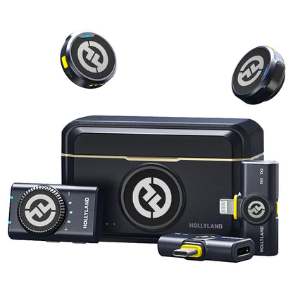 Hollyland Lark M2 Wireless Microphone for iPhone/Camera/Android/PC, 48kHz/24-bit High Fidelity Audio, 300m Range, Noise Cancelling, 40h Use, YouTube, Vlog, Streaming (2TX + 3RX + Charging Case)