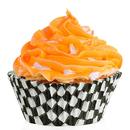 BinaryABC Black Checkered Cupcake Liners Baking Cups,Birthday Cake Decorations Party Supplies,100Pcs