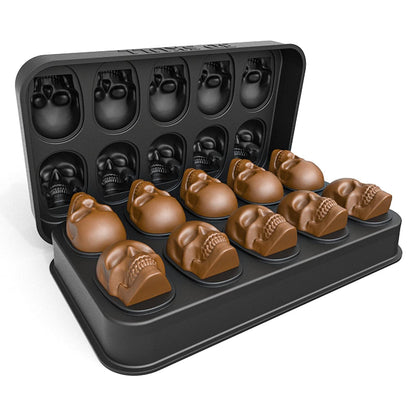 HAVOER 3D Skull Ice Cube Mold Tray -Novelty Shaped Ice Maker for Whiskey Cocktails Drinkers,Bartenders,Easy Release Silicone kull Molds,Baking Chocolate Candy,Home Bars
