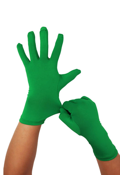 Aniler Men's and Women's Wrist Length Stretchy Gloves Spandex Wedding Party Banquet Costume Short Gloves (One Size, Black)