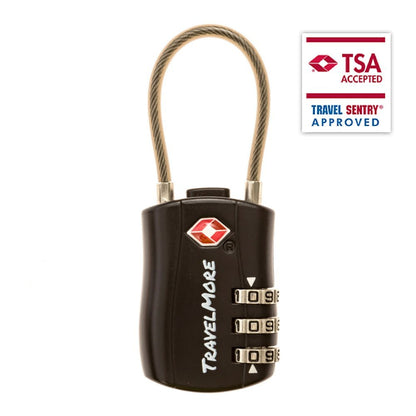 4 Pack TSA Approved Travel Combination Cable Luggage Locks for Suitcases & Backpacks - Black